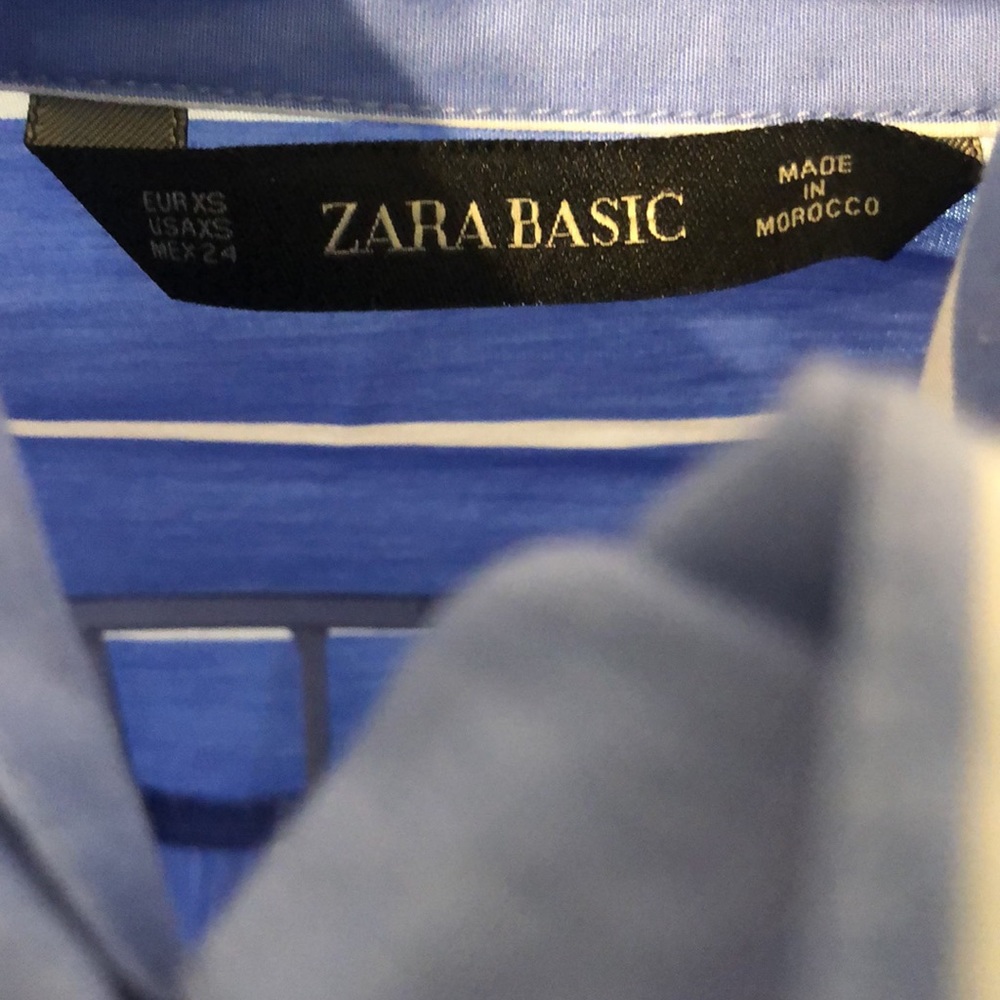 Zara Basic Chambray Blue With Thin White Vertical… - image 3